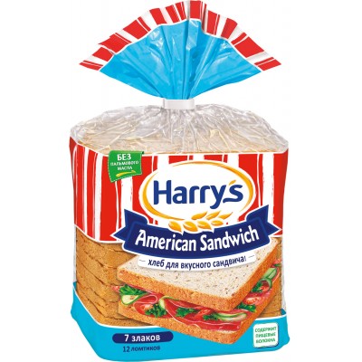Хлеб Сэндвичный Harry`s  7 злаков 470гр