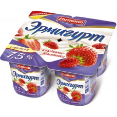 Продукт йогуртовый пастеризованный Эрмигурт экстра слив./клубн./земл. 7,5% 100гр
